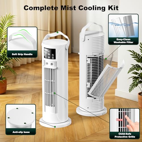 Portable Evaporative Air Cooler with 750ml Tank & Remote Control