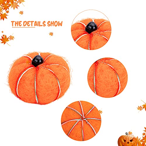 36 Pcs Mini Wool Felt Pumpkins, Handmade Fall Autumn Decor for DIY Crafts