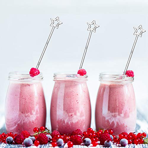 Honoson 100 Pcs Clear Star Plastic Drink Stirrers - Cocktail & Coffee Swizzle Sticks