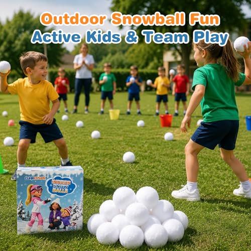 20-Pack Fake Snowballs Set for Kids - Soft Indoor Snowball Fight Toys