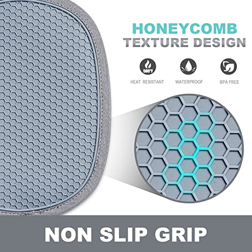 2-Pack Silicone Pot Holders with Pocket, Heat Resistant to 500°F - Gray