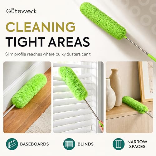 Extendable Microfiber Duster with 55" Stainless Steel Pole & Bendable Head