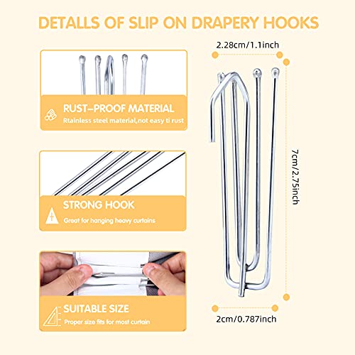 60-Piece 4-Prong Pinch Pleat Curtain Hooks for Drapery and Header Tapes