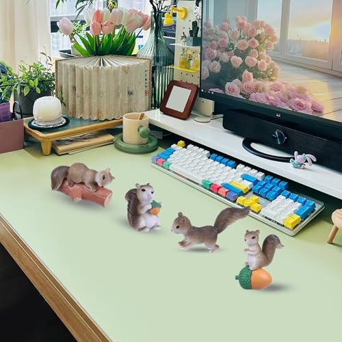 Miniature Squirrel Figurines Set of 8 - Resin Animal Decor for Fairy Garden