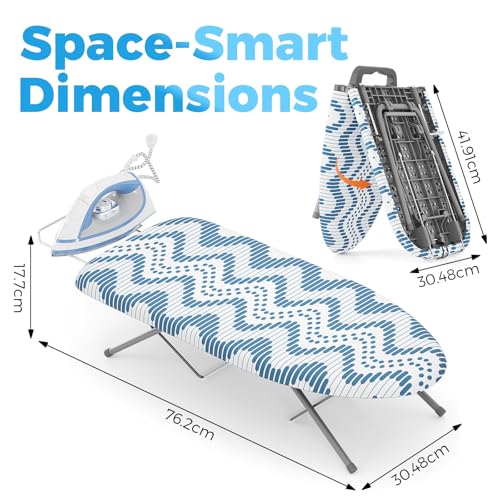KINGBOARD Small Tabletop Ironing Board with Iron Rest & Heat Resistant Cover