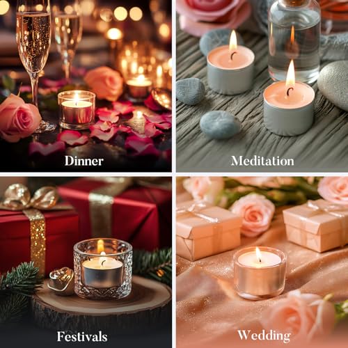 Hypmis Unscented Tea Candles 200 Pack - 8 Hour Burn Time for Weddings & Home Decor