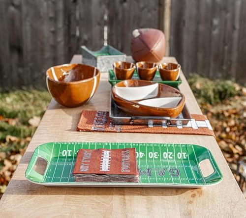 Boston International Football Tray Melamine Serving Platter with Handles, 15 x 8-Inches, Game Day