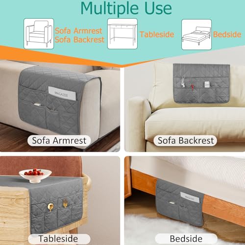 Armrest Organizer for Recliner and Sofa, 6-Pocket Storage Caddy (Grey)