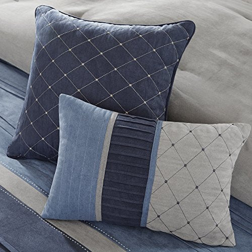 Navy 7-Piece King Comforter Set with Decorative Pillows