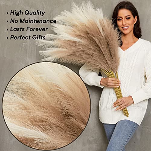 9 PCS 37-Inch Tall Faux Pampas Grass, Fluffy Artificial Floral Stems