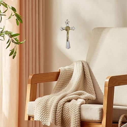 St. Benedict Crucifix Metal Wall Art - 7.8 Inch Catholic Religious Decor