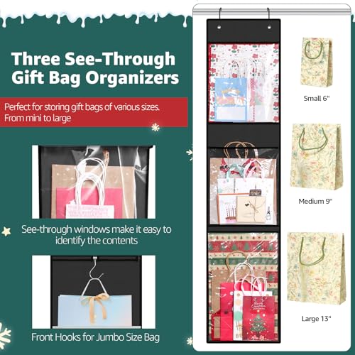 Hanging Wrapping Paper Organizer Over Door Gift Wrap Storage Bag