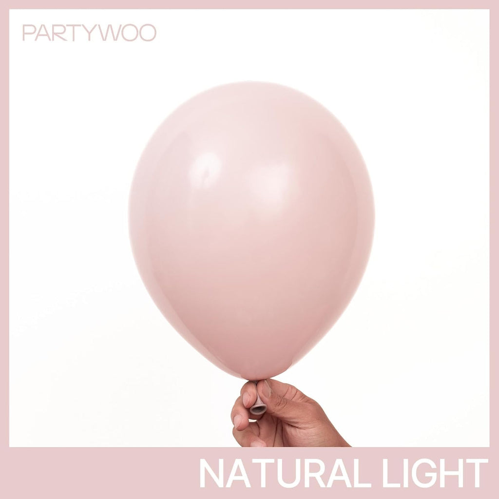 PartyWoo Dusty Pink Balloons - 50pcs 12 Inch Boho Blush & Lilac Latex Helium Balloons for Celebrations