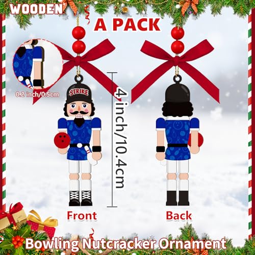 AKAIXI 4-Inch Acrylic Bowling Nutcracker Christmas Ornament for Players & Fans