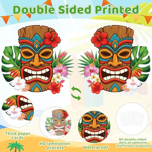 12-Piece Hawaiian Luau Party Decorations, Large Tropical Paper Cutouts