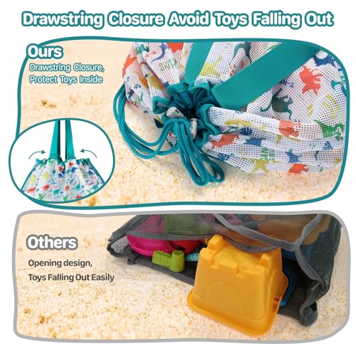 Extra Large Mesh Beach Toy Bag with Drawstring, Sand-Free Storage Tote