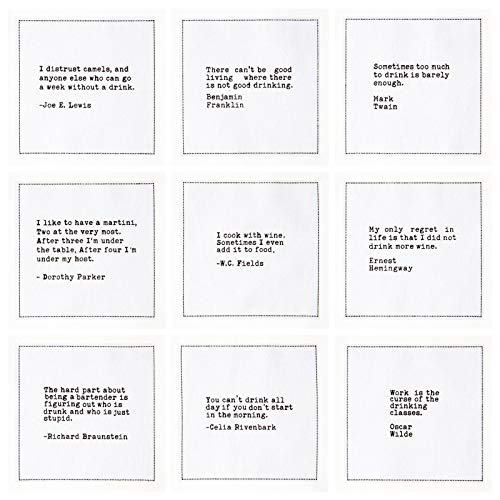Funny Drinking Quotes Cocktail Napkins - White Cotton 50 Pack, Party & Bar Accessory (Variation: Drinking Quotes)