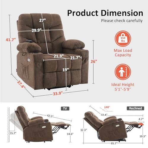 Power Lift Recliner Chair with Extended Footrest and USB Charging