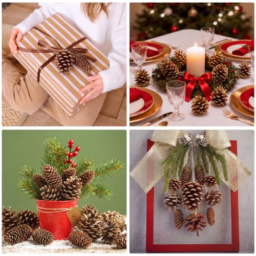 Gold 42 Pcs Pine Cone Ornaments Set for Christmas Tree - Fovths