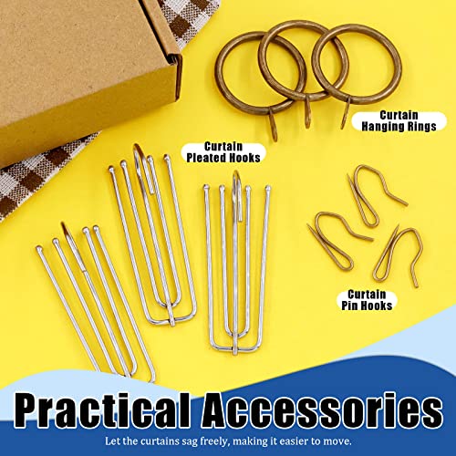120-Piece Antique Bronze Curtain Rings and Pleat Hooks Set, 30mm Diameter