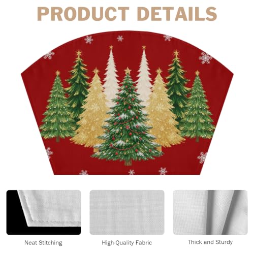 Christmas Placemats Set of 4 with Xmas Tree Pattern, 17.5x11.8 Inches - Holiday Table Decor