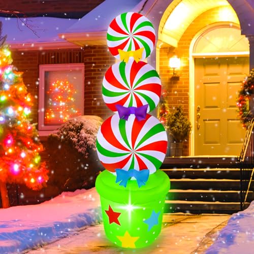 6FT Christmas Inflatable Candy Land Yard Decor with LED Lights Outdoor