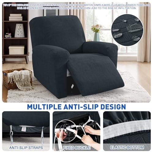 Waterproof Recliner Chair Covers - 3-Piece Washable Protector with Pockets