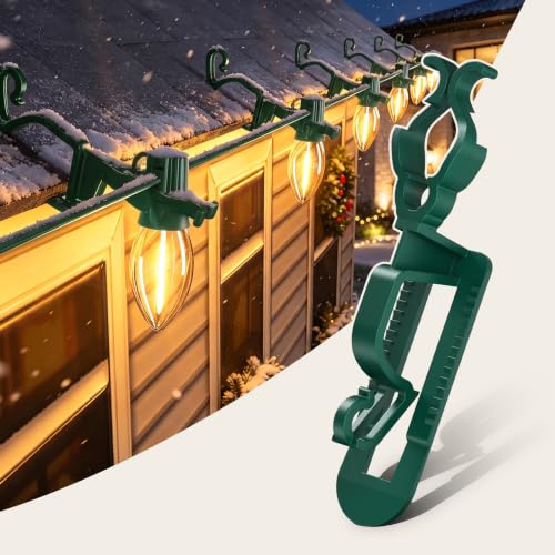 Brightown Green Christmas Light Clips 400 Pack for C7 C9 Gutter & Shingle Mounting - Upgraded