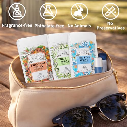 STREALE Top Six Set Travel Size Toilet Spray 6-Pack - Pocket Deodorizer & Freshener
