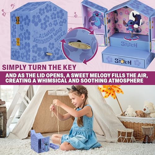 Musical Jewelry Box for Girls with Mirror and Storage Drawers