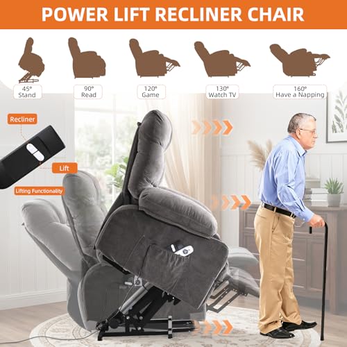 Power Lift Recliner Chair with Massage, Lumbar Heating, and USB Charging