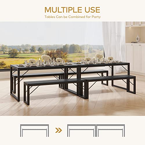 45.5-Inch Dining Table Set for 4 with 2 Benches, Space-Saving Kitchen Table
