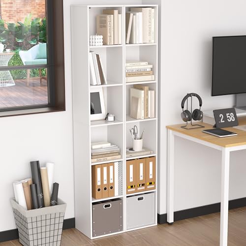 6-Cube Storage Organizer, Modern Freestanding White Bookshelf for Home