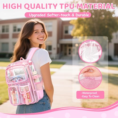 Heavy Duty Clear Backpack - Large TPU Transparent Bookbag for School & Events