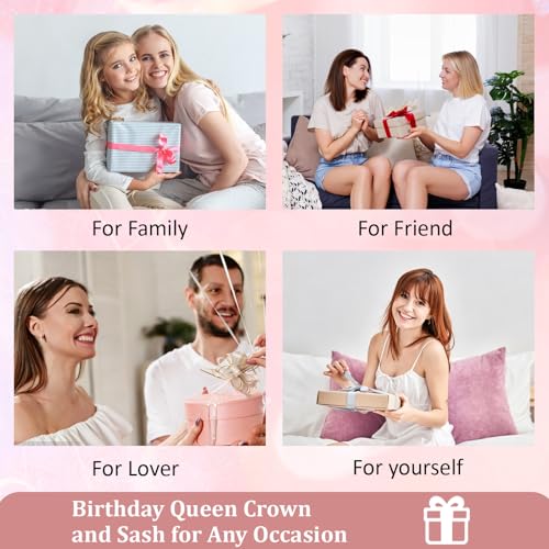 Rose Gold Rhinestone Tiara and Birthday Queen Sash Set