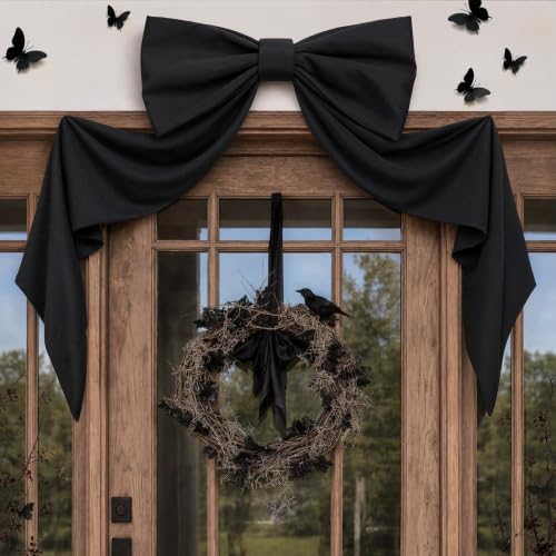 Giant Black Bow for Front Door & Wall Decor - 48 x 24 Large Halloween Bow