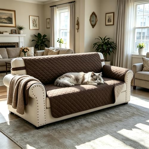 Reversible 3-Cushion Couch Cover - Water-Repellent Sofa Protector