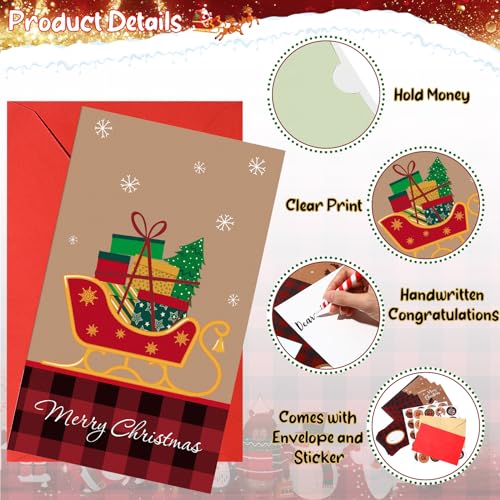 Funrous Classic Style Christmas Money Gift Card Holders Set with Envelopes & Stickers - 40 Pack