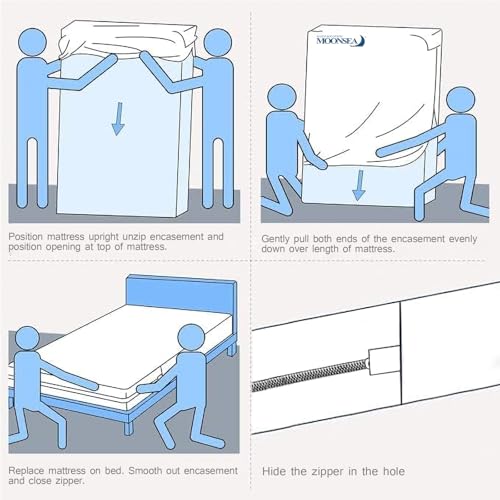 Moonsea Queen Zippered Mattress Encasement - 6-Side Waterproof Cover