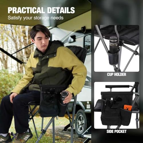 Oversized Tall Folding Camping Chair, Adjustable Reclining Director Chair