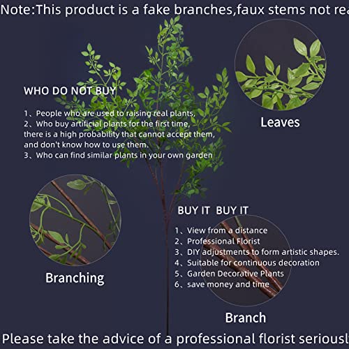 43.3-Inch Artificial Nandina Branches, Set of 2 Faux Green Plant Stems