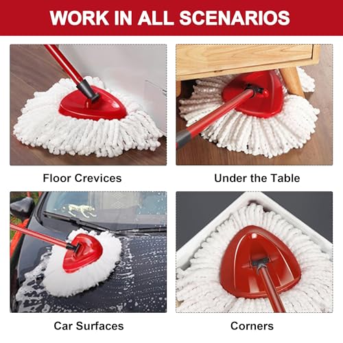 Microfiber Spin Mop Replacement Heads - 4 Pack Triangular Refills