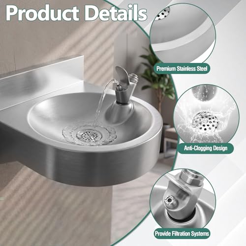 Wall-Mounted Stainless Steel Drinking Fountain for Commercial Spaces