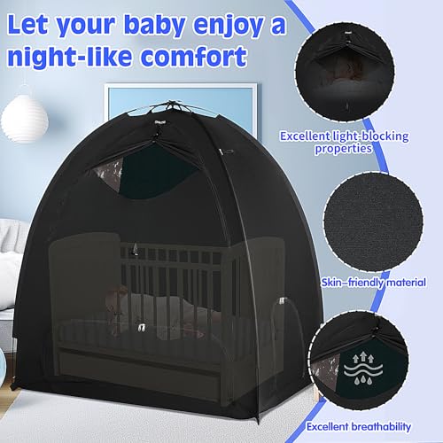 Portable Blackout Playard Tent Cover - 95% Light Blocking Sleep Pod