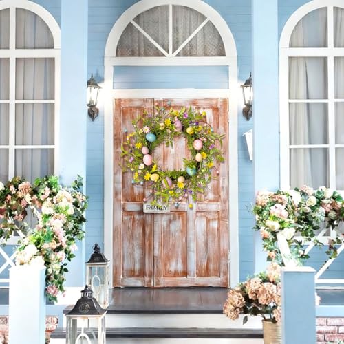 Artificial Christmas Wreath 20 Inch Red Berry Front Door Holiday Decor - Easter Egg Variant