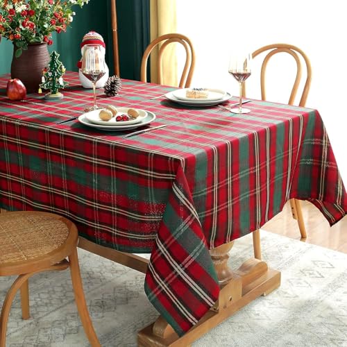 SASTYBALE Christmas Red Plaid Tablecloth 60 x 102 Inch (Rectangular) - Spill-Resistant