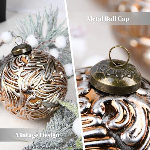 VAINECHAY Vintage Rustic Bronze Christmas Ornaments - 80mm Pack of 12
