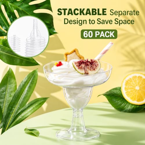 60 Pack Disposable Plastic Margarita Glasses 5 oz for Parties & Events