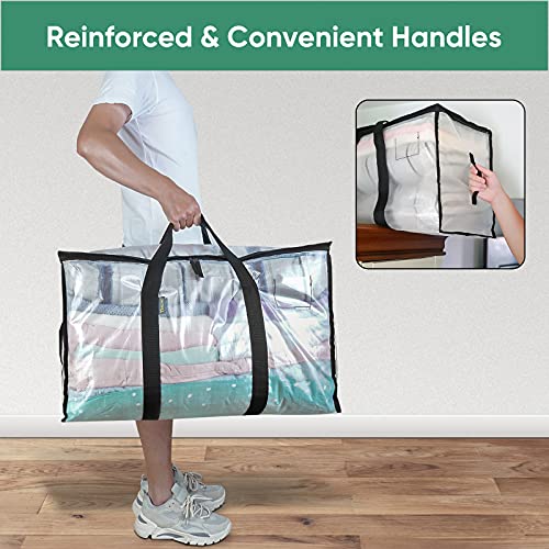BALEINE 6-Pack Oversized Moving Bags with Reinforced Handles, Heavy-Duty Clear Storage Totes