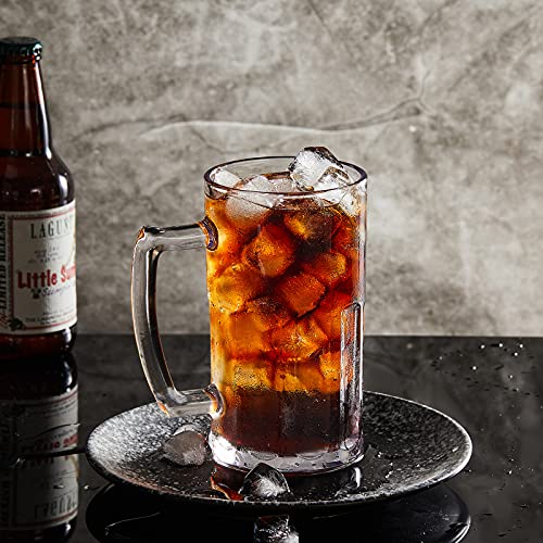 8-Pack 20 oz Heavy Glass Beer Mugs with Handle - Classic Beer Steins